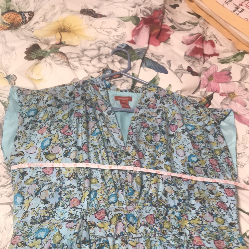 Sundance silk light blue floral tie waist dress size 14 - Picture 13 of 14